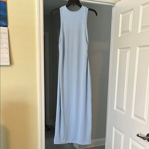 SHEIN Blue Sleeveless Crew Neck Sheath Maxi Dress